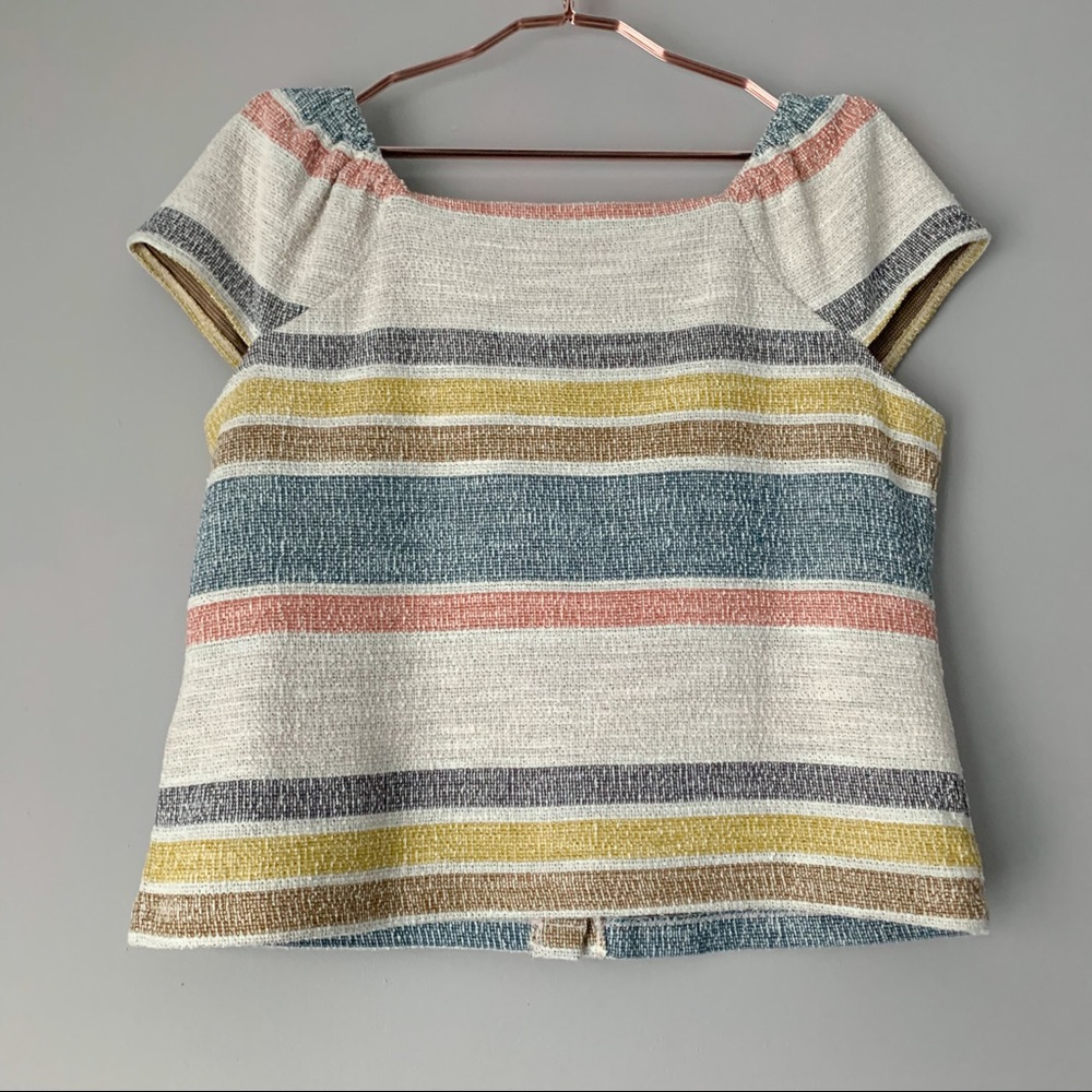 Madewell Texture & Thread Striped Button Front Top - Picture 4 of 6